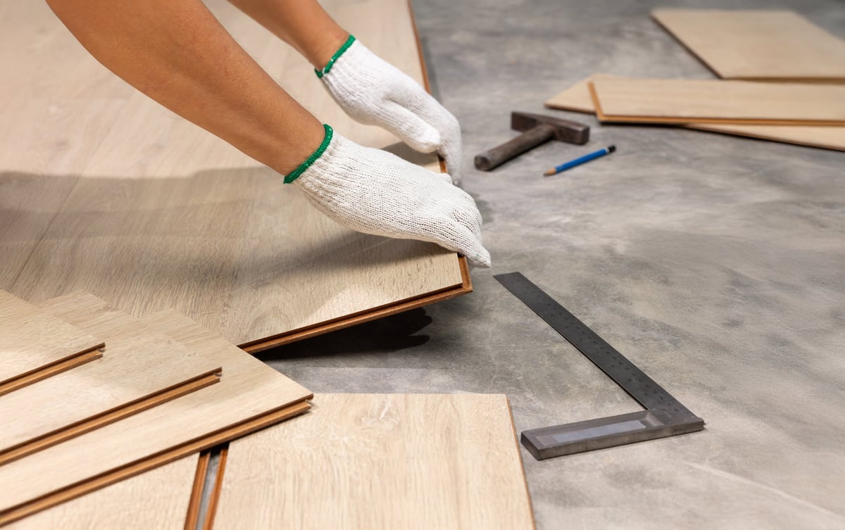 Professional flooring installation work