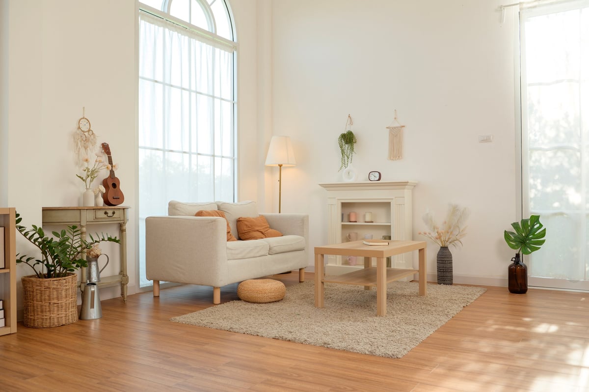 Beautiful living room with luxury vinyl flooring